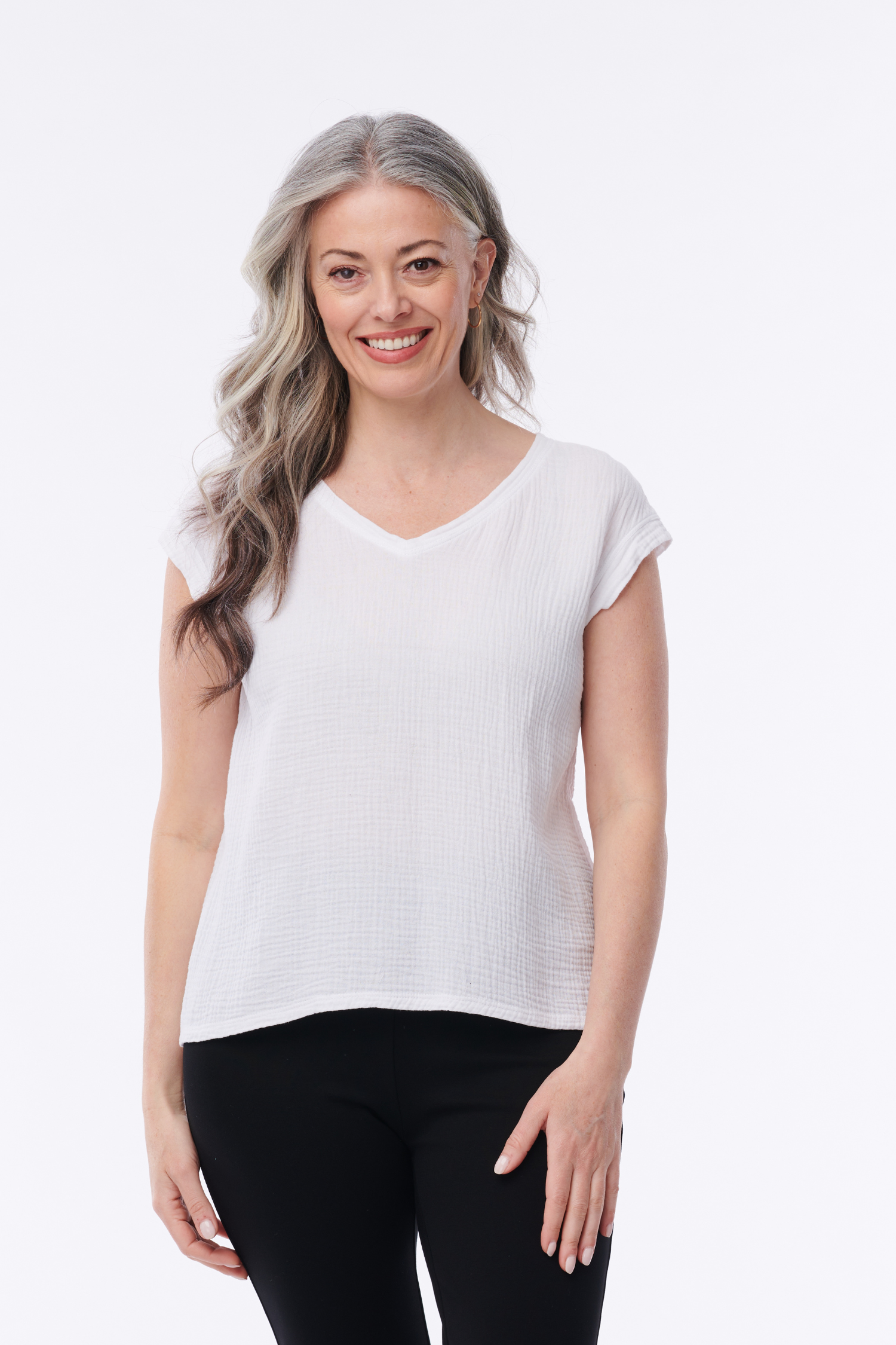 Helene Clarkson Design Ada Airy Gauze Reversible Top, lightweight and breathable clothing top with a stylish, reversible design.