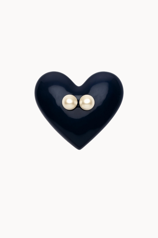Resin heart-shaped button cover with decorative pearls, Italian-made accessory by Mirta Accessori Moda.