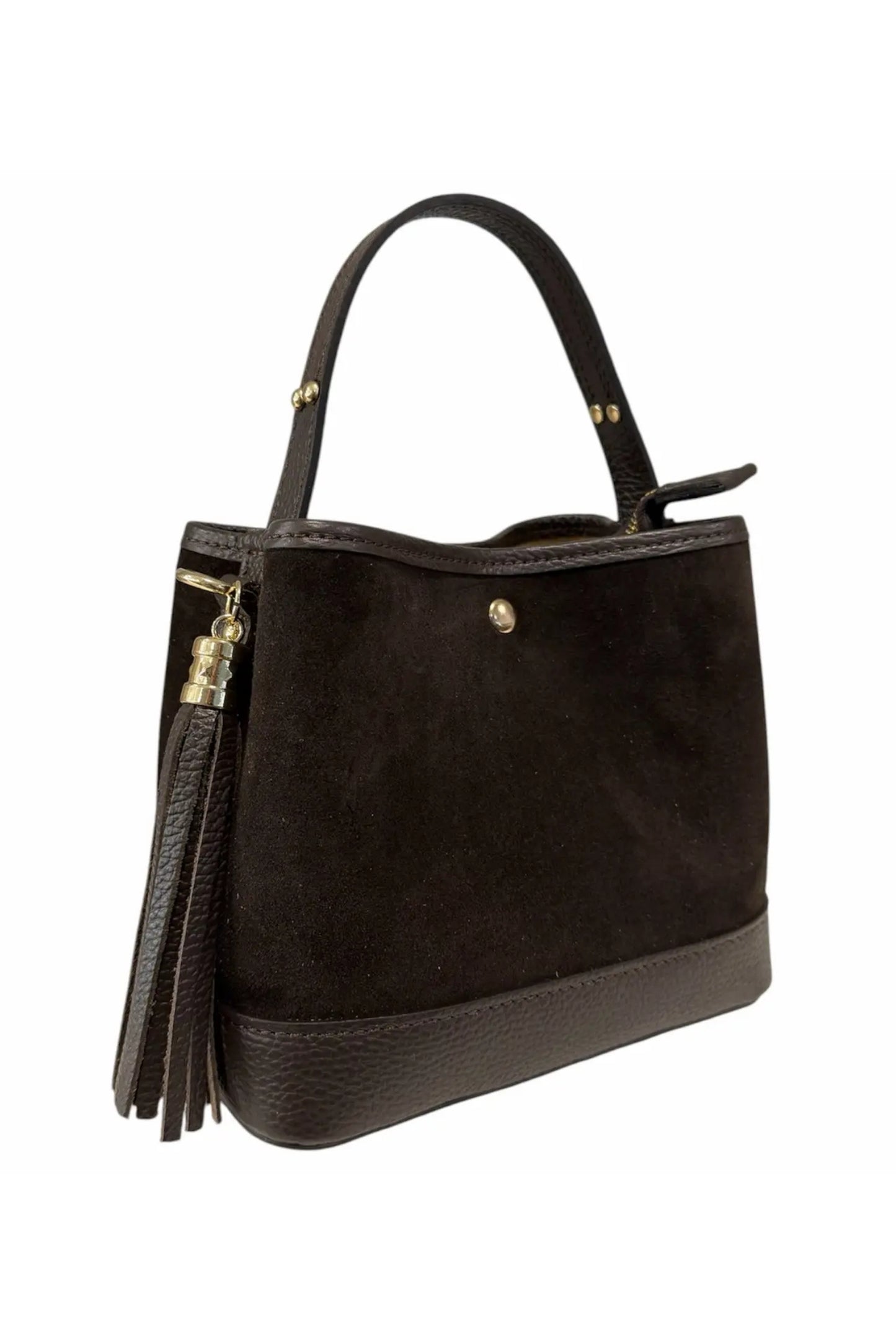 Italian Suede and Leather Bucket Bag