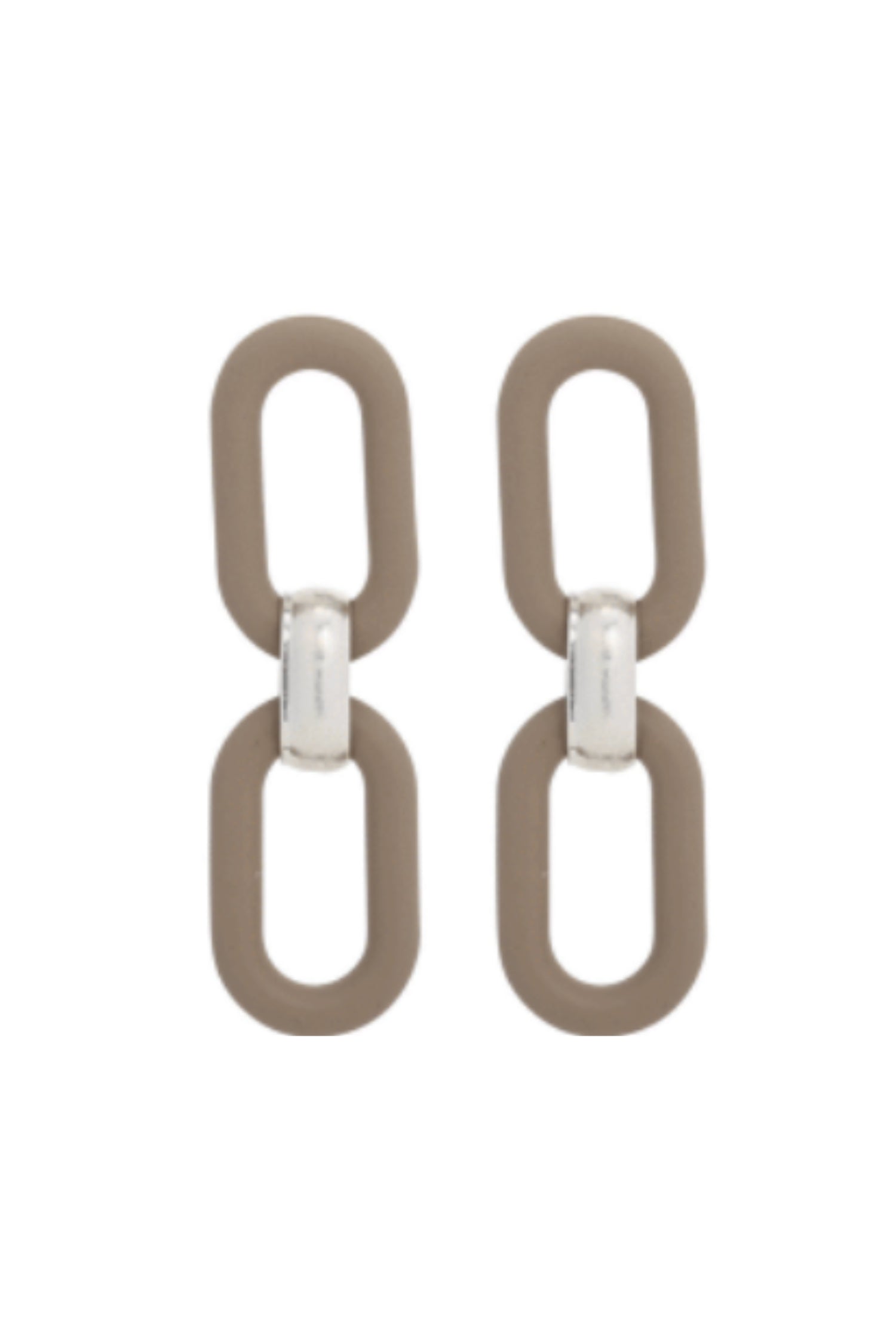 Matte resin sculptural link earrings by Helene Clarkson Design showcasing modern, abstract jewelry with bold shapes and smooth finish.