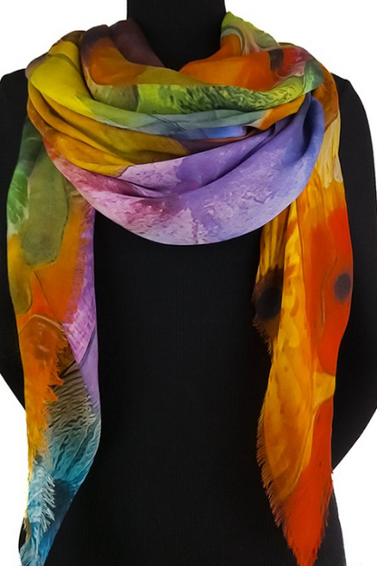 Oversized Square Italian Cashmere Blend Scarf - Bloom - Las Vegas - Helene Clarkson Design