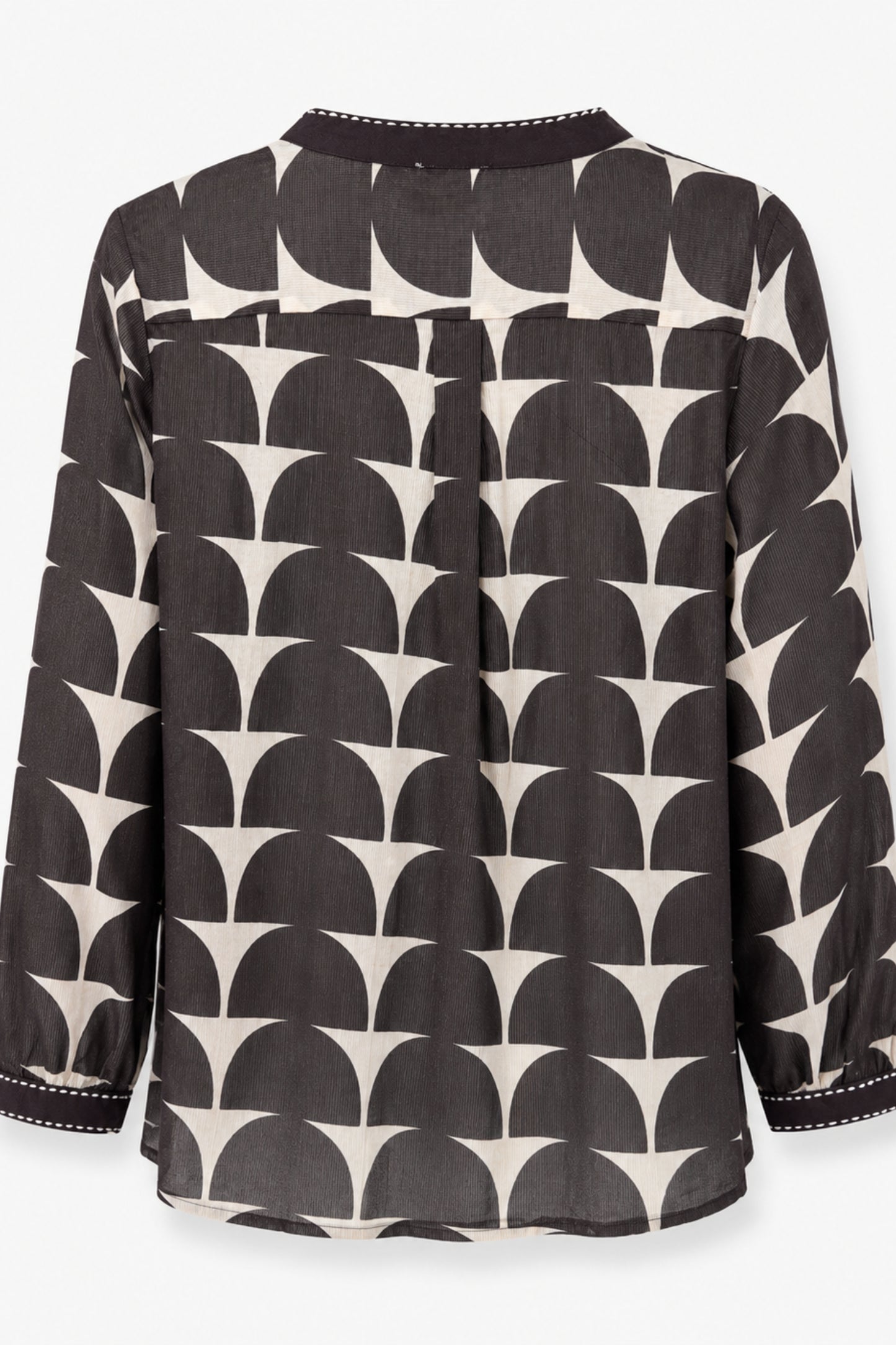 Black Geometric Print Cotton Tunic Shirt