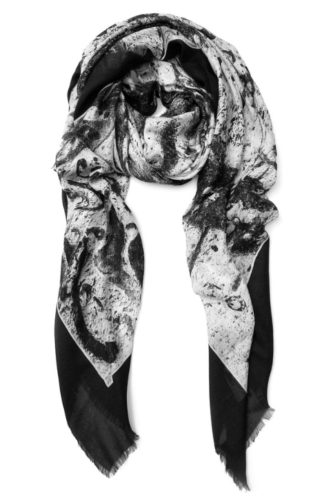 Oversized Square Italian Cashmere Blend Scarf - Fossils - Israel - Helene Clarkson Design