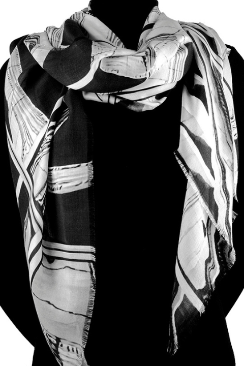 Oversized Square Italian Cashmere Blend Scarf - Reflection Mosaic -NYC - Helene Clarkson Design