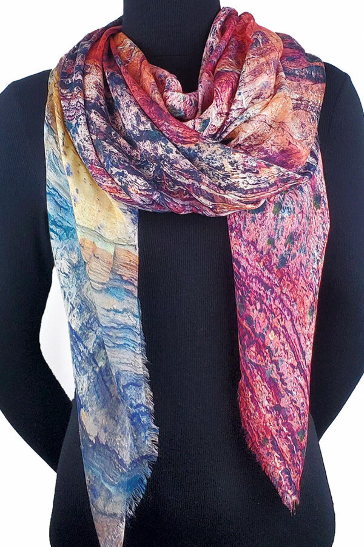 Oversized Square Italian Cashmere Blend Scarf - Layers of Time Grand Canyon - Arizona - Helene Clarkson Design
