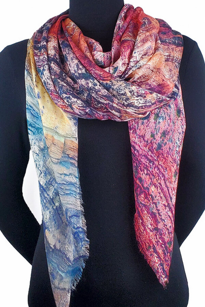 Oversized Square Italian Cashmere Blend Scarf - Layers of Time Grand Canyon - Arizona - Helene Clarkson Design