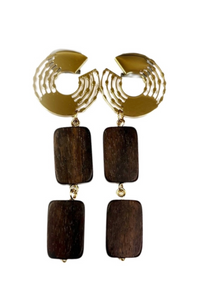 Ebony, Wood and Stainless Steel Earrings - Helene Clarkson Design