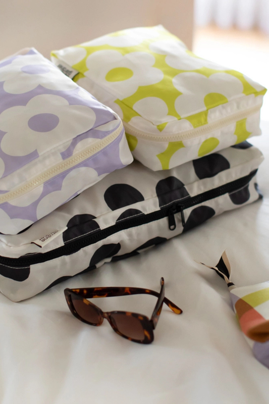 Multi Flower / Check Set of 3 Packing Cubes - Helene Clarkson Design