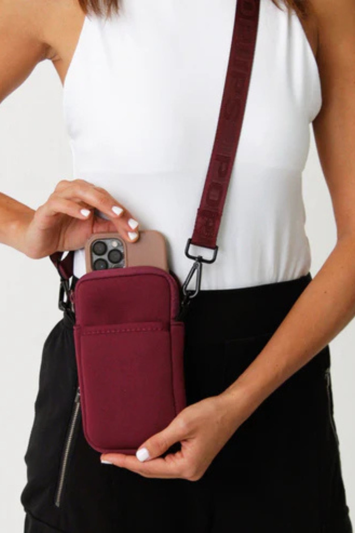 Berry Neoprene Crossbody Phone Bag