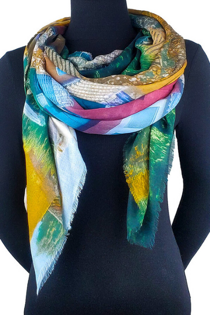 Oversized Square Italian Cashmere Blend Scarf - Provence - France - Helene Clarkson Design
