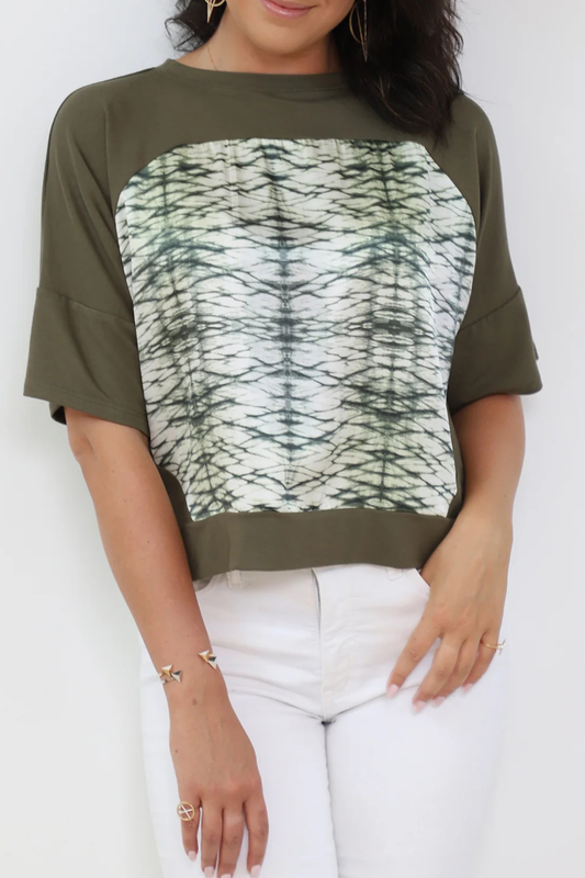 Short Sleeve Silk T-Shirt Shibori Fatigue - Helene Clarkson Design