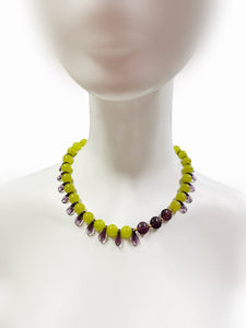 Czech Glass and Lime Green Jade Necklace - Helene Clarkson Design