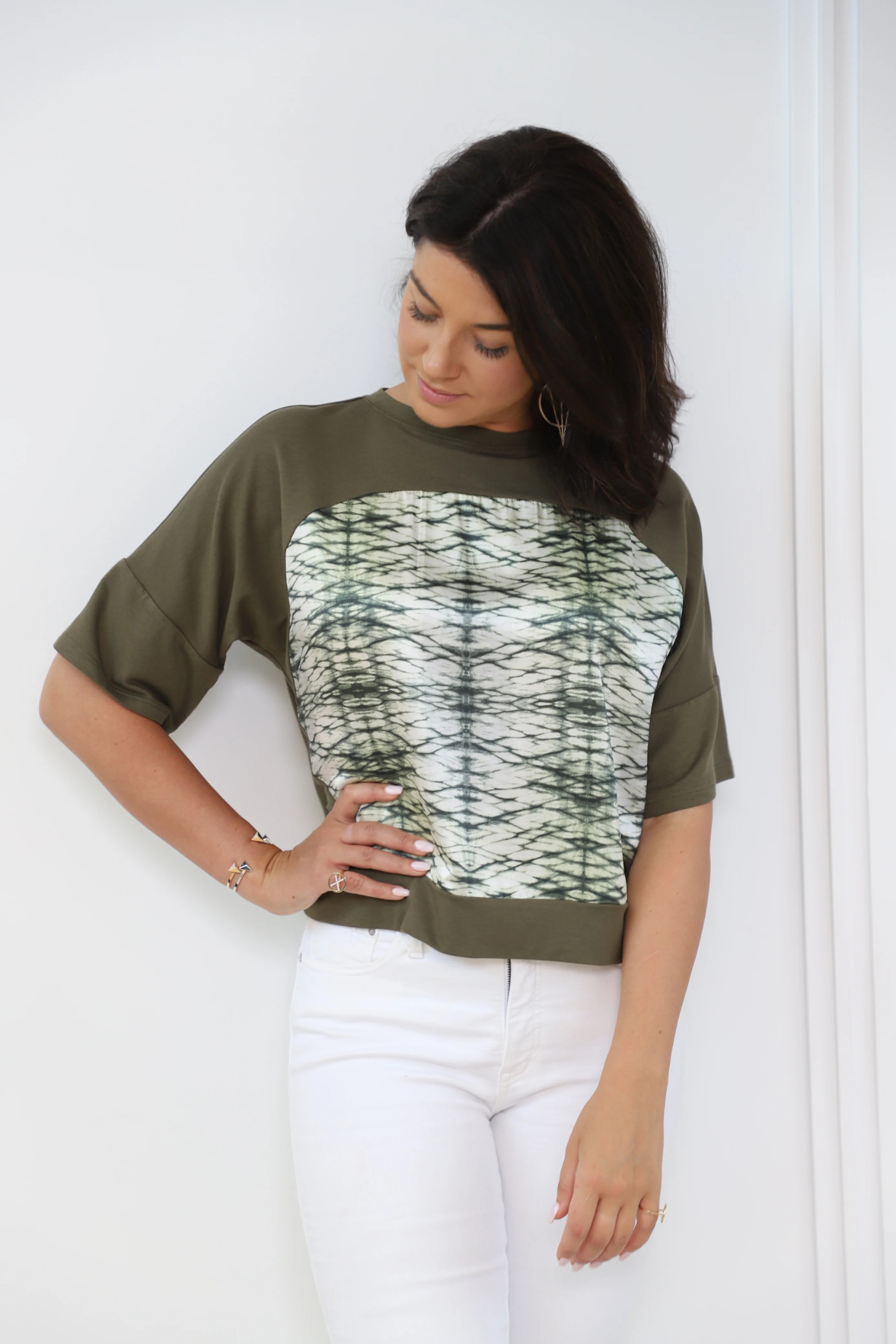 Short Sleeve Silk T-Shirt Shibori Fatigue - Helene Clarkson Design