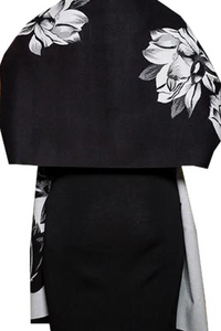 White / Black Lotus Reversible Wrap – Artisan Shawl - Helene Clarkson Design