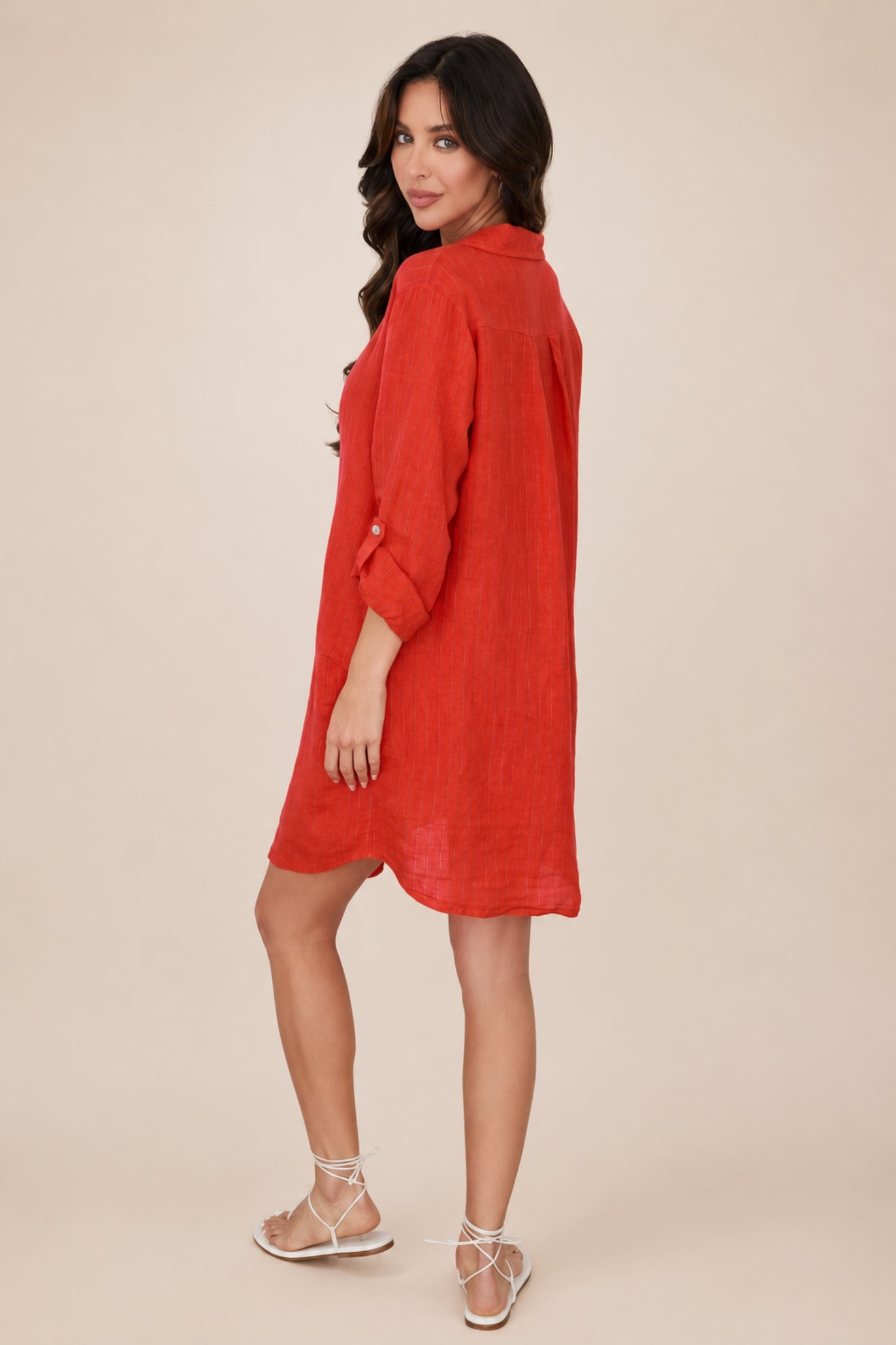 Italian Linen Pinstripe Shirt Dress - Helene Clarkson Design