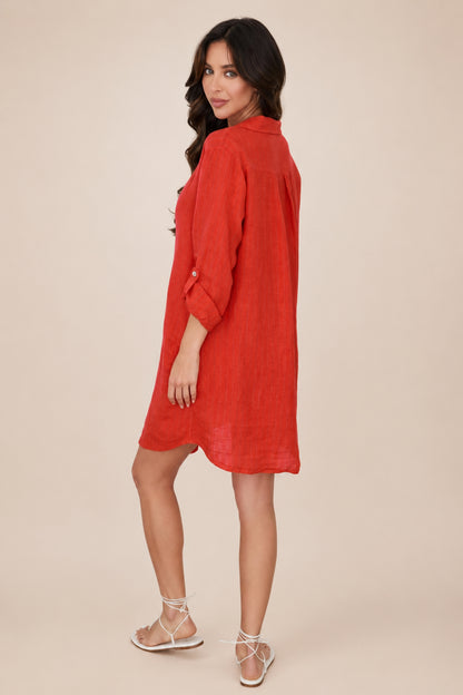 Italian Linen Pinstripe Shirt Dress - Helene Clarkson Design