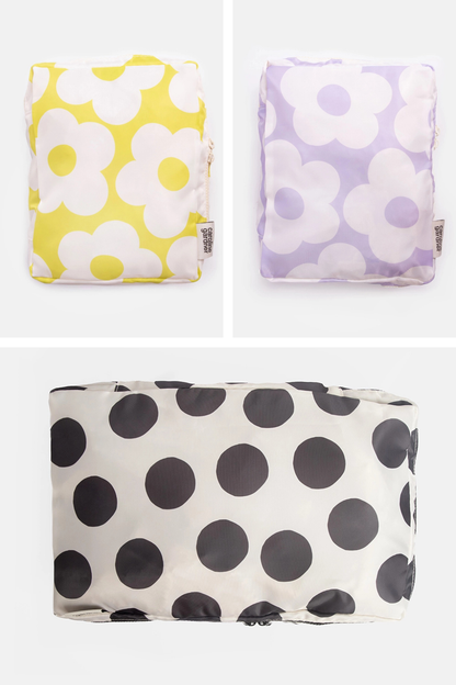 Multi Flower / Check Set of 3 Packing Cubes - Helene Clarkson Design