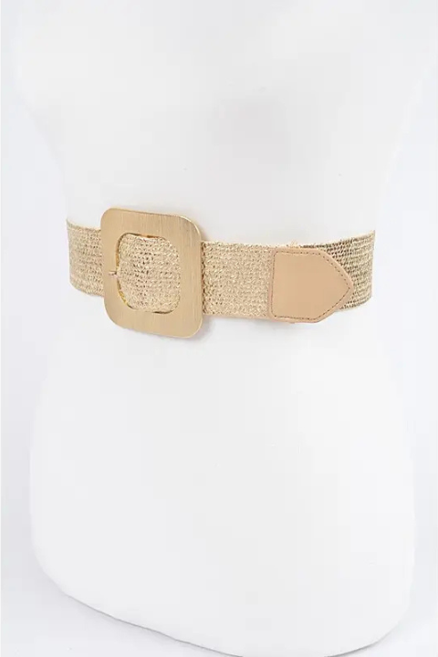 ANB straw elastic belt, beige accessory with adjustable fit, made from woven straw material for casual and stylish wear.