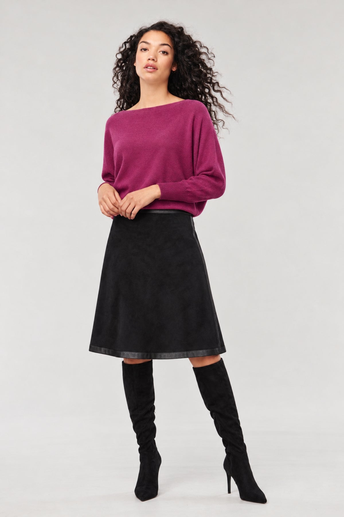 Halle Reversible Vegan Leather & Vegan Suede Skirt - Helene Clarkson Design