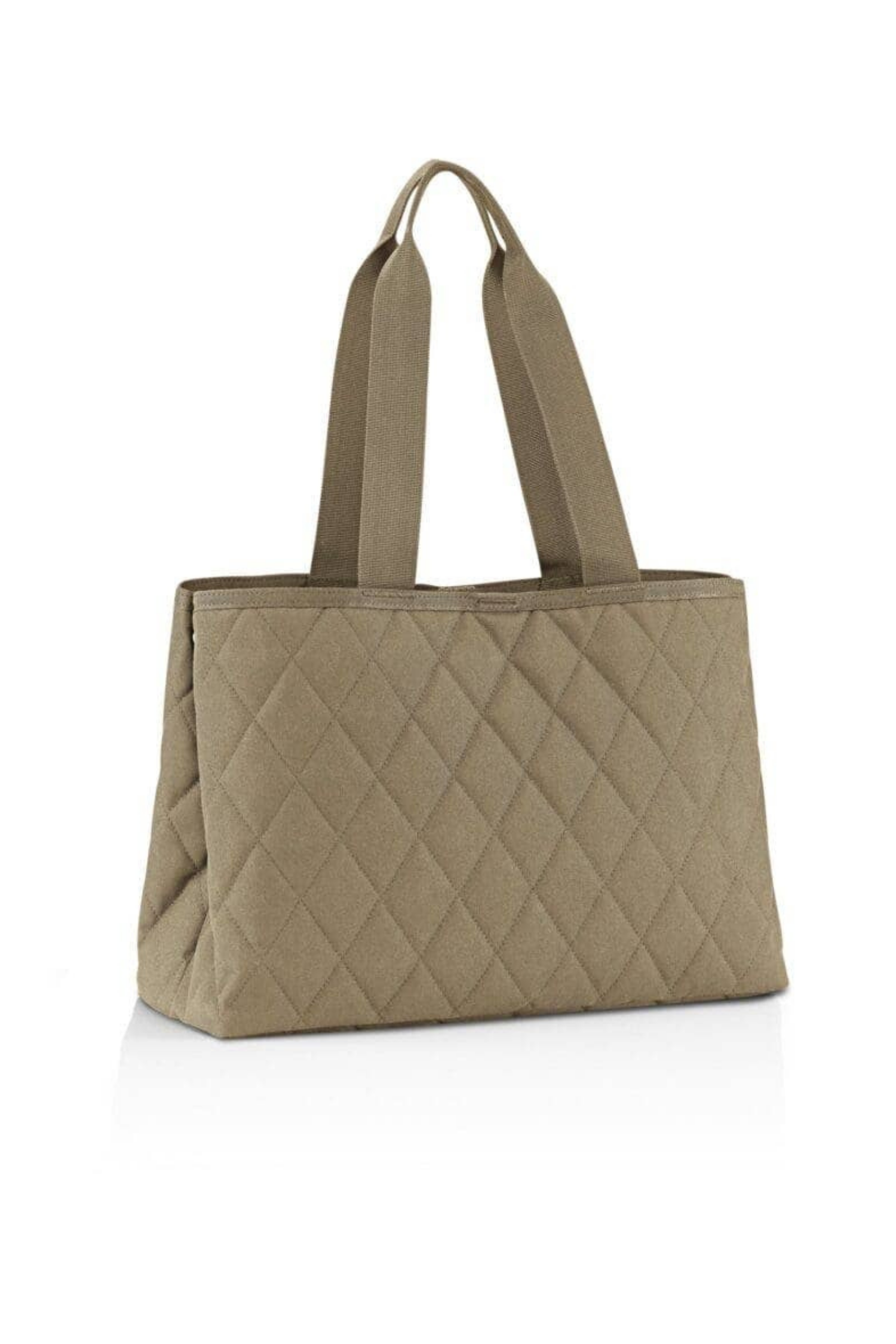 Reisenthel Classic Shopper bag in large olive with rhombus pattern, durable fabric, and spacious interior for everyday use.