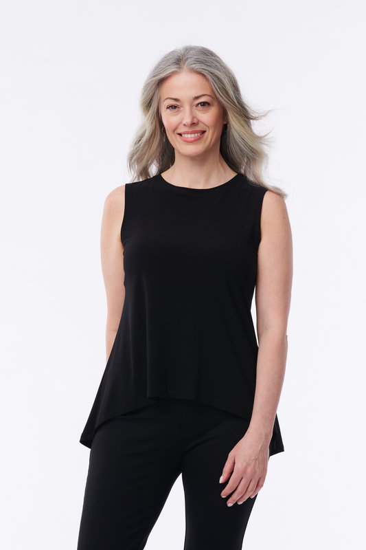Helene Clarkson Design Orly tank top in soft fabric, sleeveless shirt with a relaxed fit, shown on a neutral background.