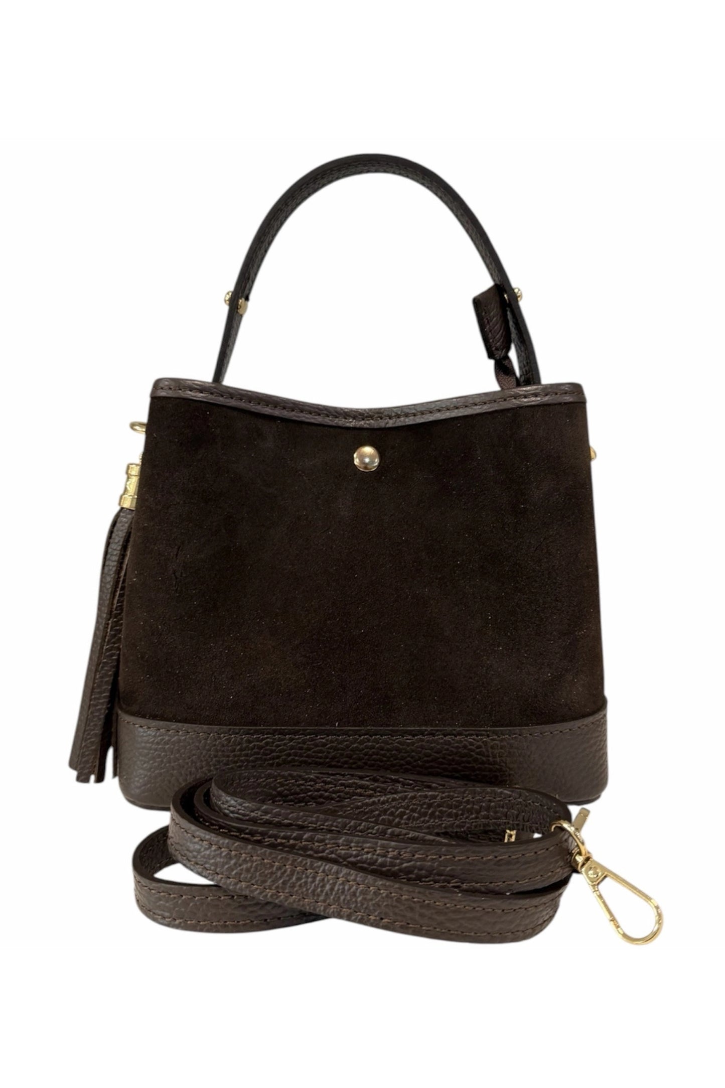 Italian Suede and Leather Bucket Bag