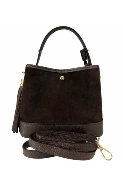 Italian Suede and Leather Bucket Bag
