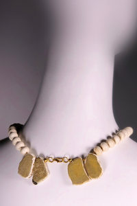Howlite and Gold-Leaf Open Back Necklace - Helene Clarkson Design