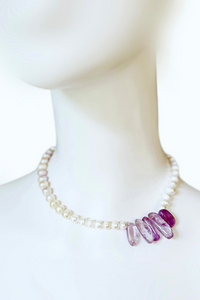Freshwater Pearls & Amethyst Necklace - Helene Clarkson Design