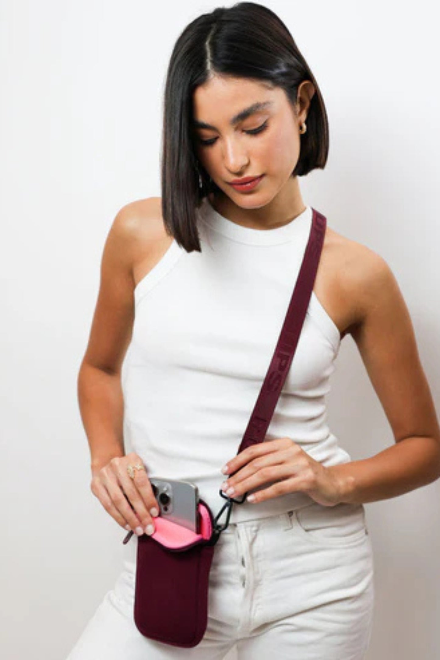 Berry Neoprene Crossbody Phone Bag