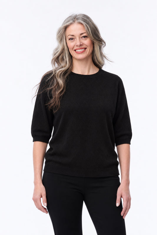 Cashmere-Blend Short Sleeve Sweater