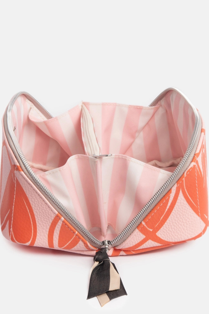 Pink/Orange Linked Hearts Diagonal Cosmetic Bag - Helene Clarkson Design