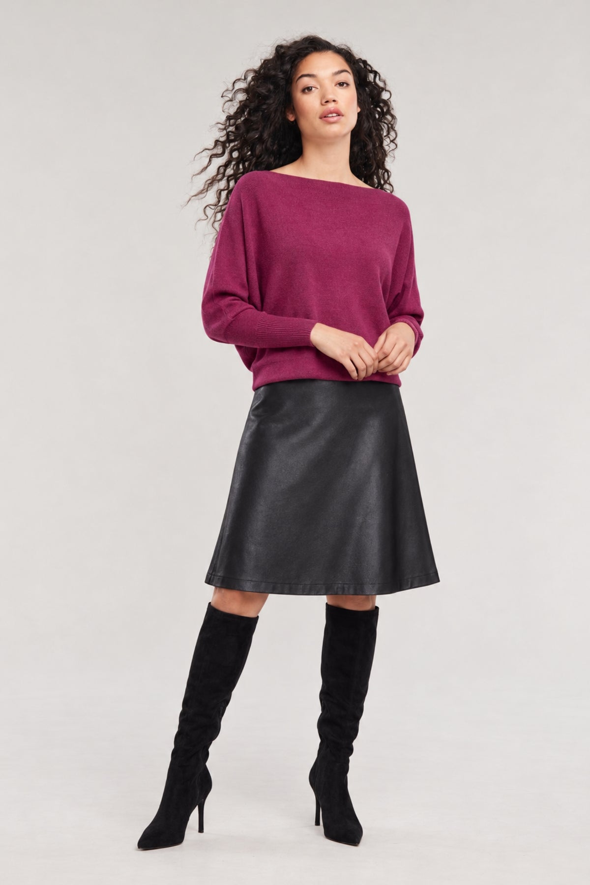 Halle Reversible Vegan Leather & Vegan Suede Skirt - Helene Clarkson Design