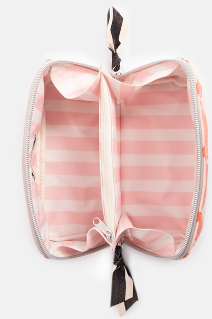 Pink/Orange Linked Hearts Diagonal Cosmetic Bag - Helene Clarkson Design