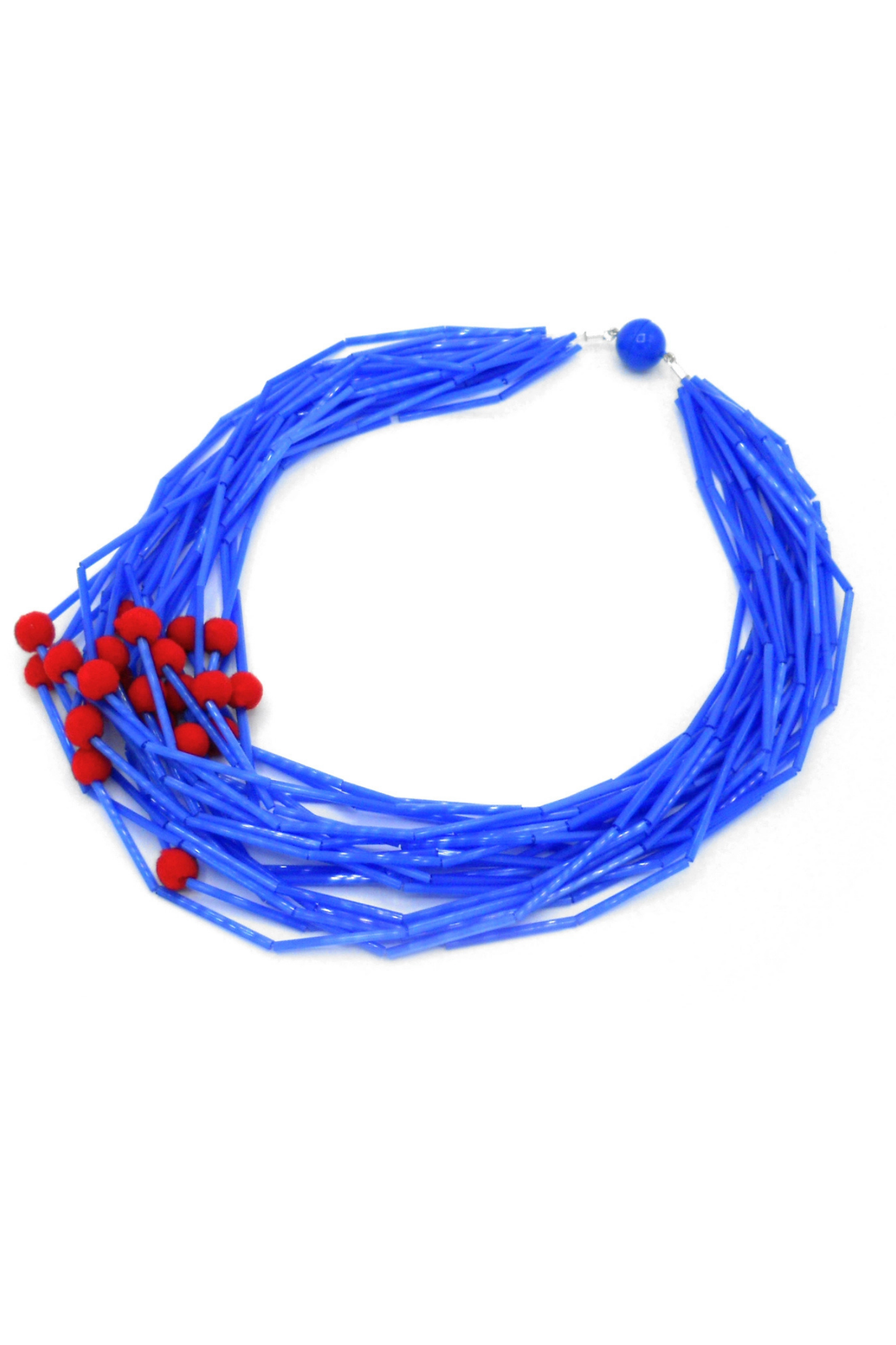 Glass Tube and Pompon Necklace - Rosalba Galati - Helene Clarkson Design