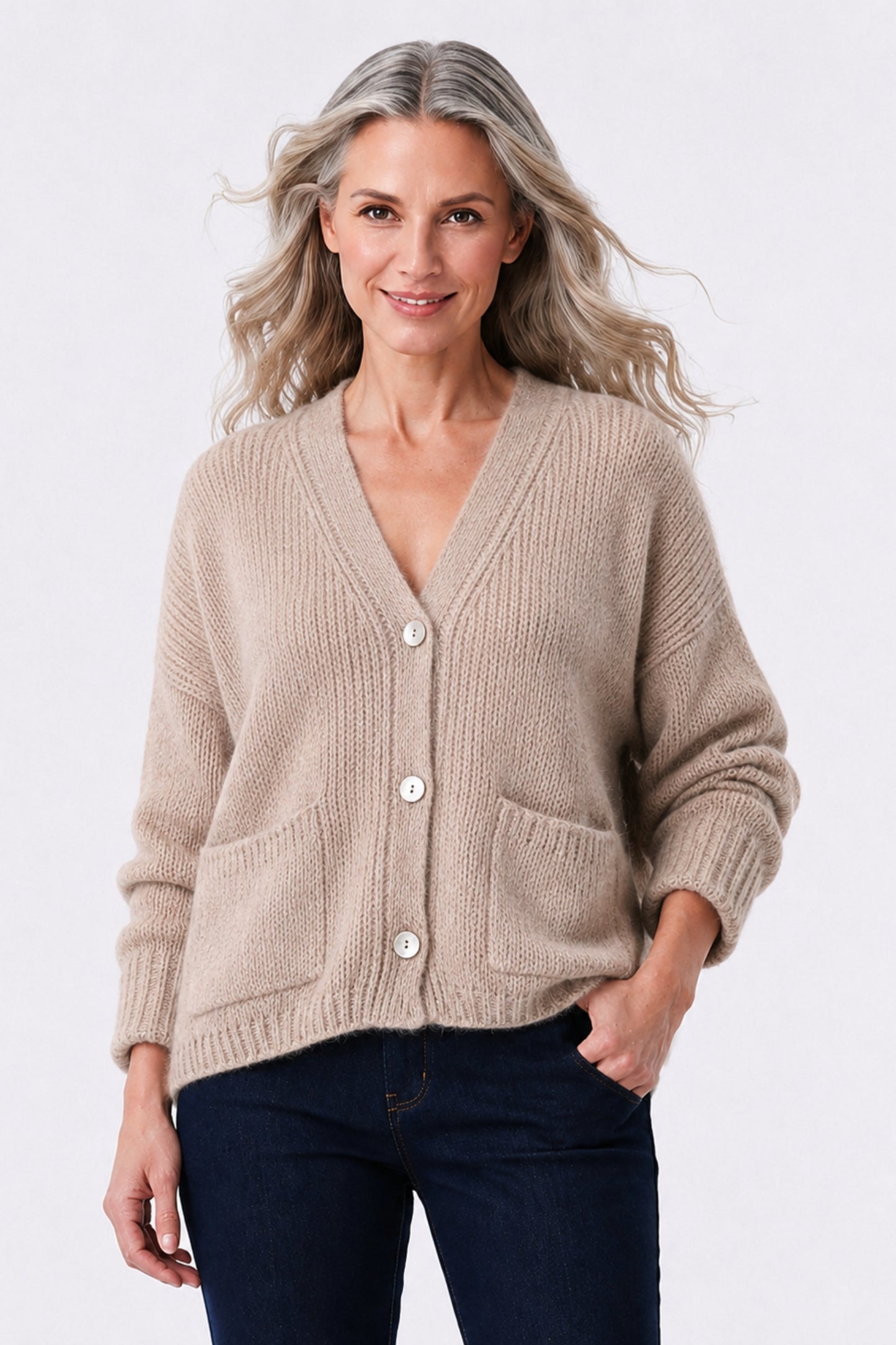 Alpaca Blend Pocket Cardigan