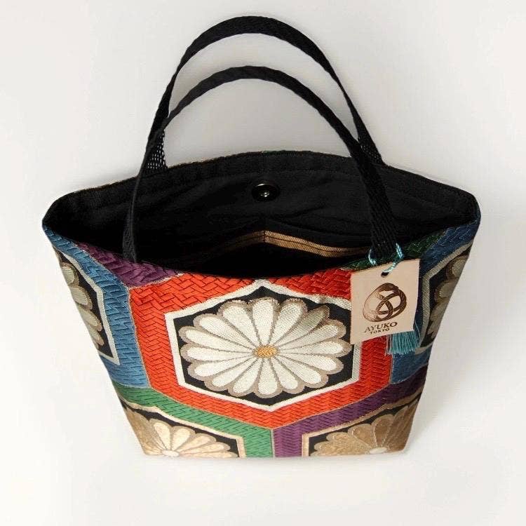 One-of-a-Kind Kikkō Chrysanthemum Vintage Obi Silk Tote