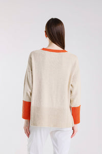 Lisbeth Contrast Neck Hi/Low Sweater - Helene Clarkson Design