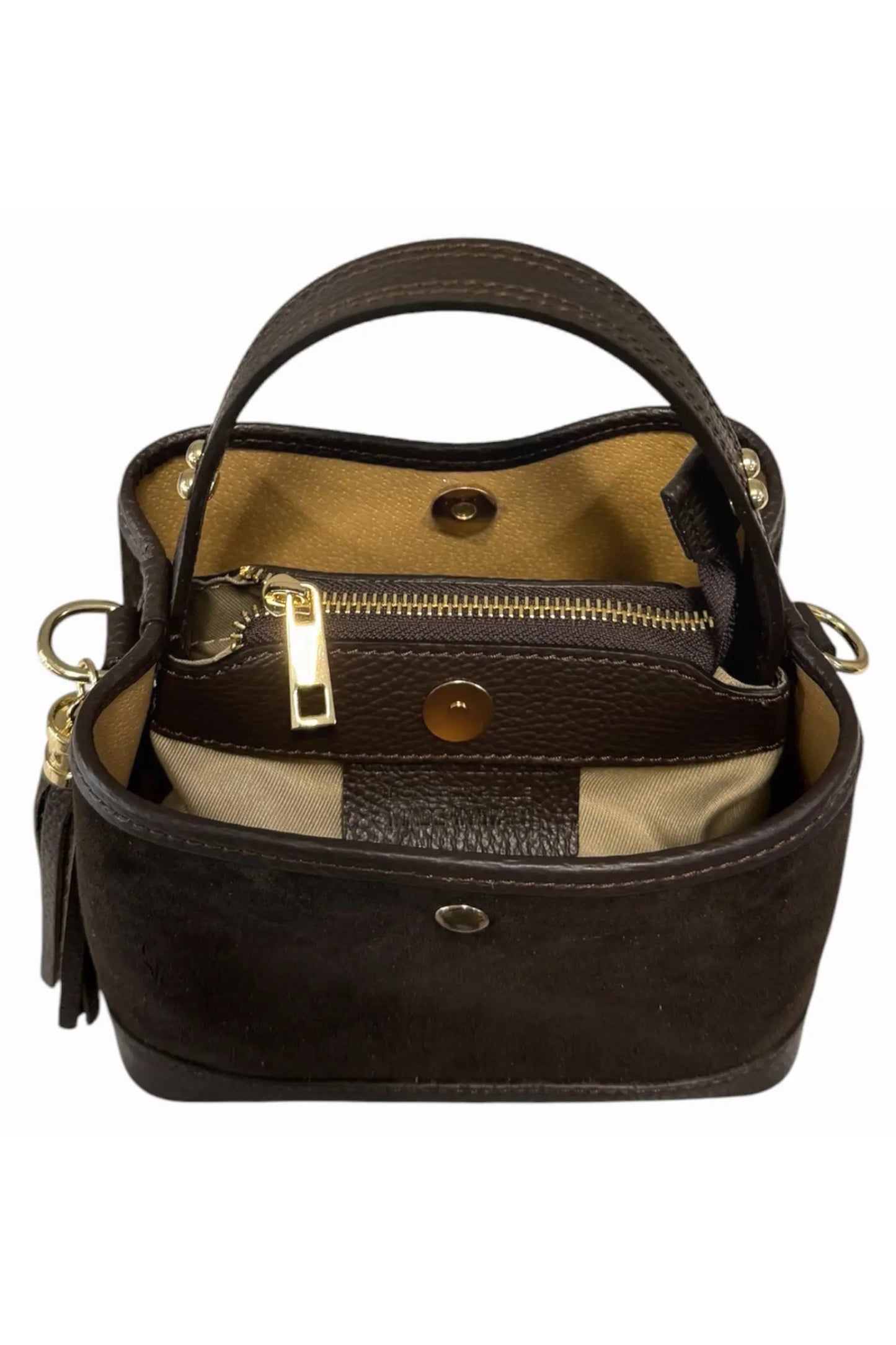 Italian Suede and Leather Bucket Bag