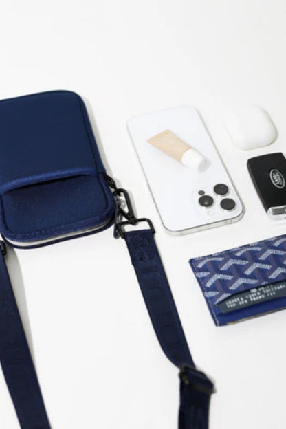Deep Blue Neoprene Crossbody Phone Bag