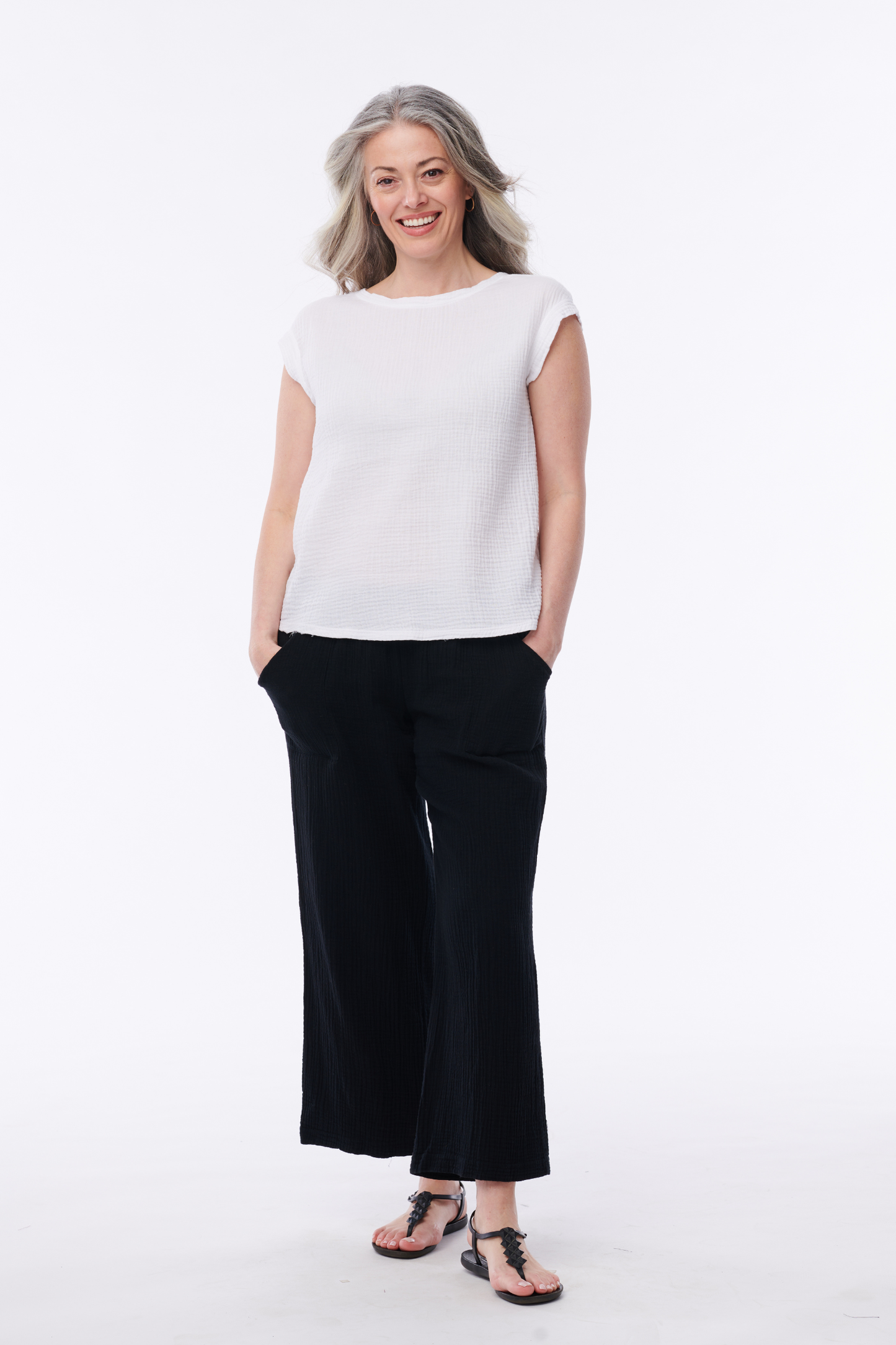 Ada Crinkle Gauze Reversible Top - Helene Clarkson Design