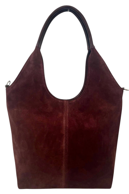 Italian Suede and Leather Shopper Shoulder and Crossbody Bag