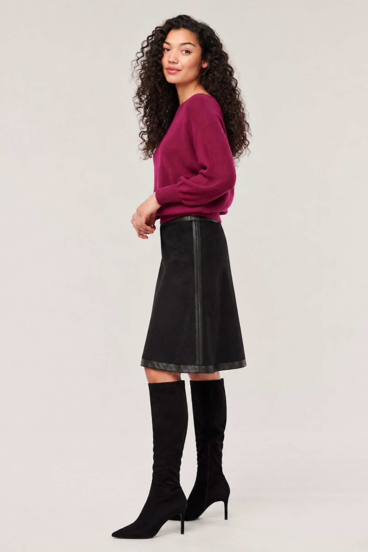 Halle Reversible Vegan Leather & Vegan Suede Skirt - Helene Clarkson Design