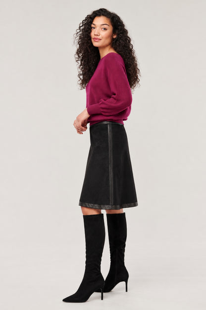 Halle Reversible Vegan Leather & Vegan Suede Skirt - Helene Clarkson Design