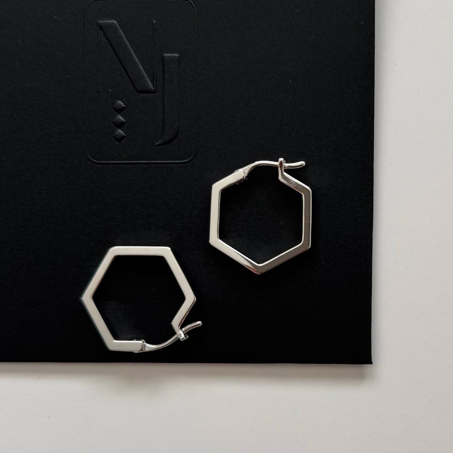 Hexagon 2.0 Hoop Earrings – Silver