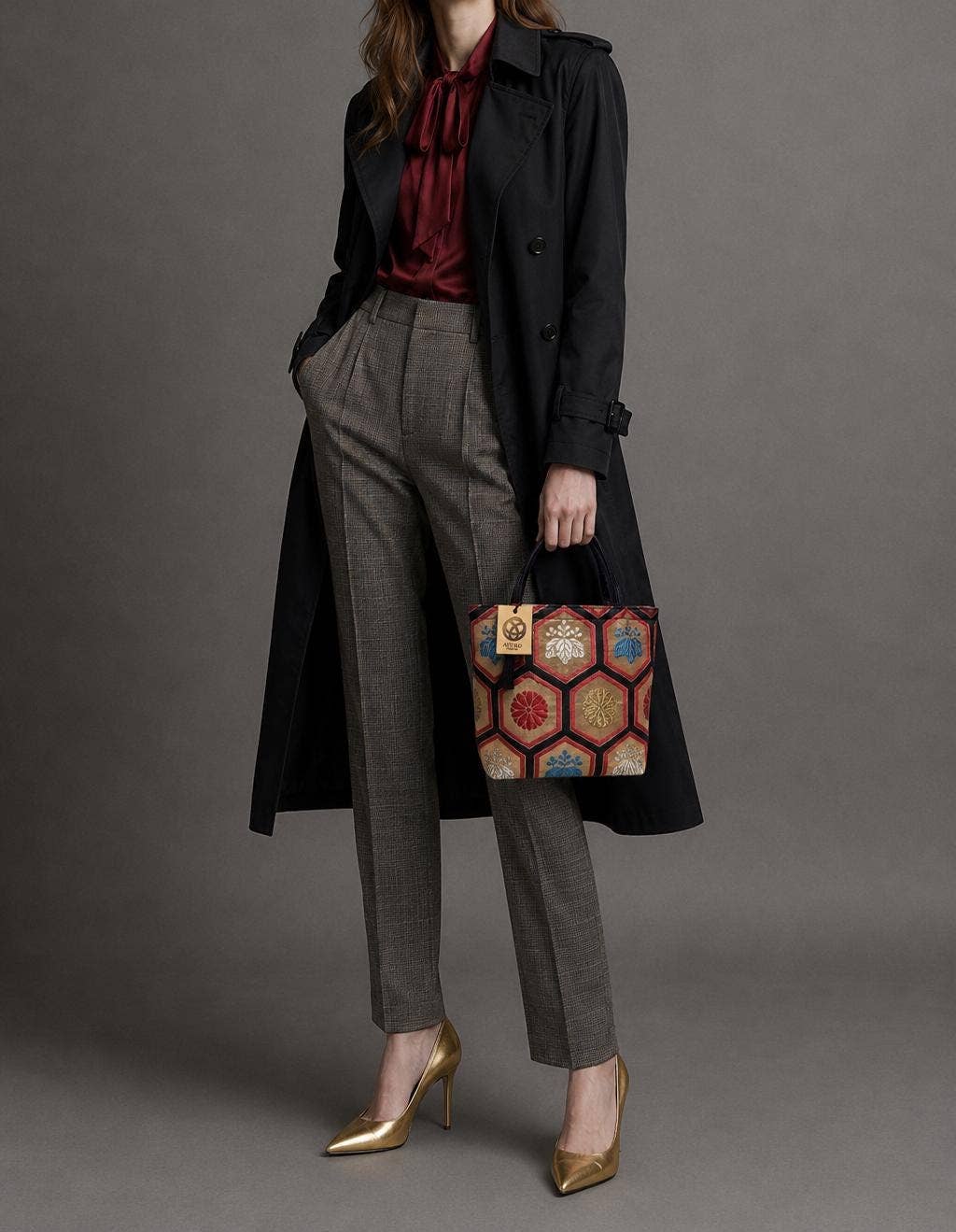 One-of-a-Kind Kikkō Geometric Vintage Obi Silk Tote