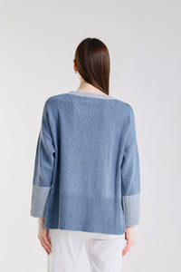 Lisbeth Contrast Neck Hi/Low Sweater - Helene Clarkson Design