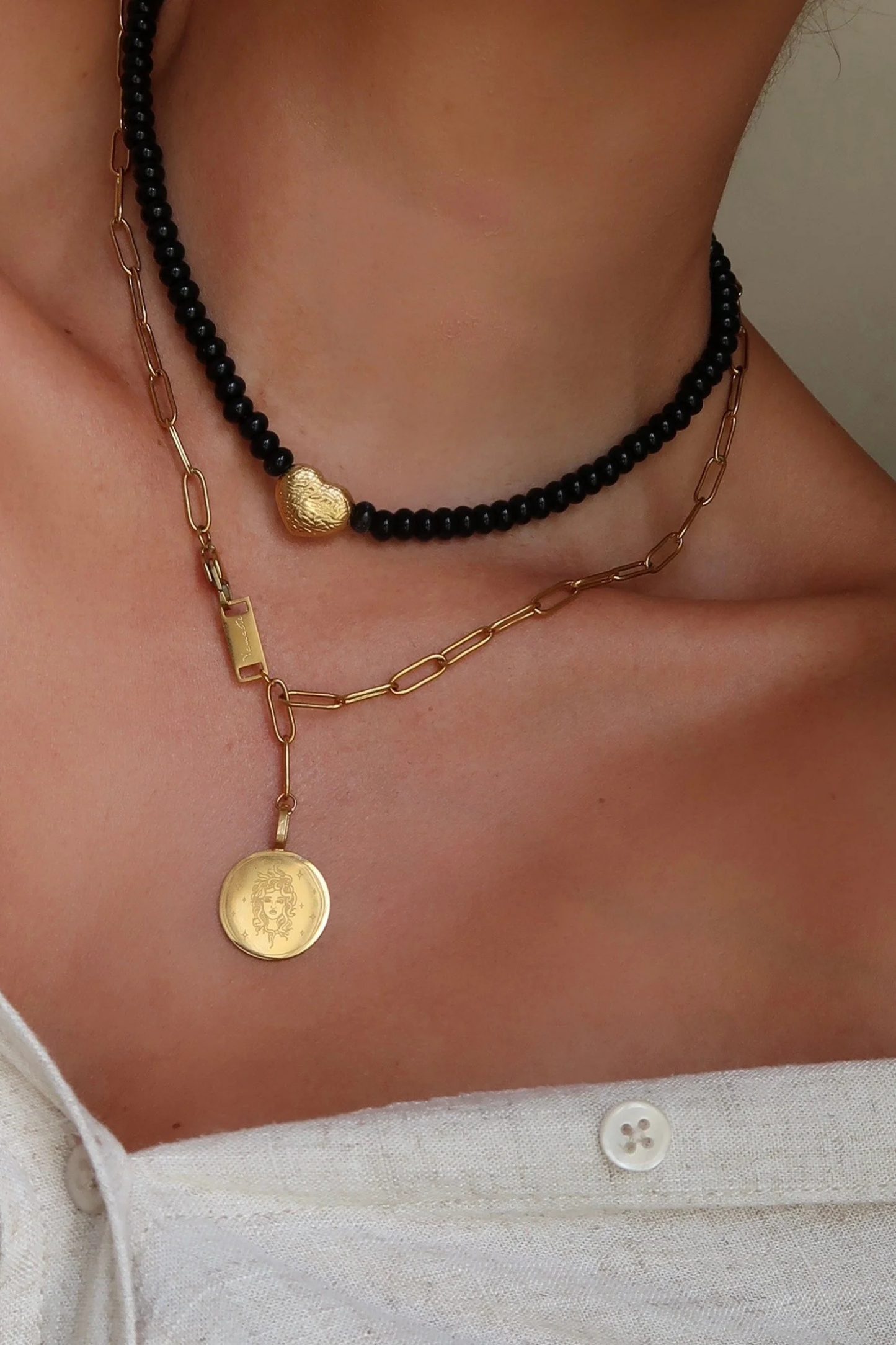 Maira Beaded Necklace- Gold - Helene Clarkson Design