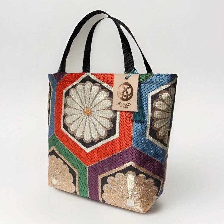 One-of-a-Kind Kikkō Chrysanthemum Vintage Obi Silk Tote