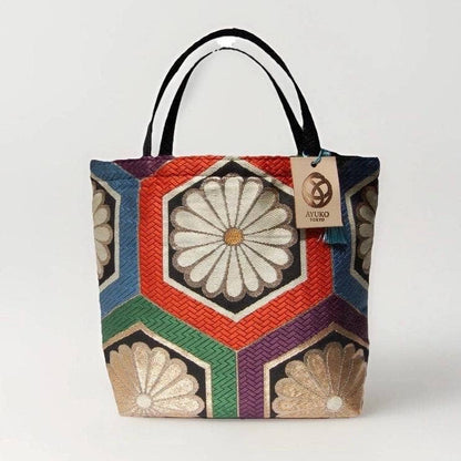 One-of-a-Kind Kikkō Chrysanthemum Vintage Obi Silk Tote